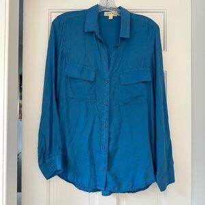 LAST CHANCE! cloth & stone Blue European Summer Scandi Style  Blouse Size Small